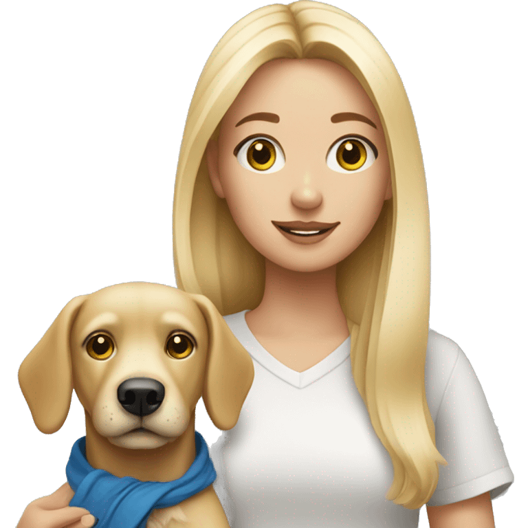 blonde girl with a dog emoji