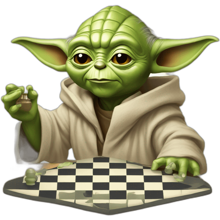 Yoda and Elon musk play chess emoji