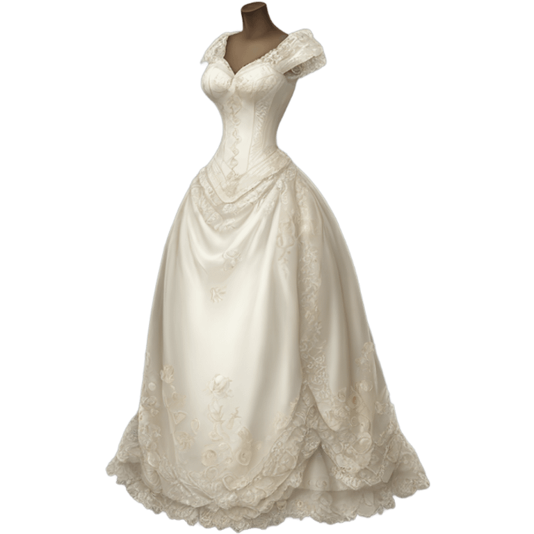 Hyper Realistic ornate victorian Wedding dress displays emoji