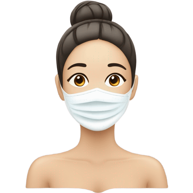 Lady with face mask spa beauty full face relaxing emoji