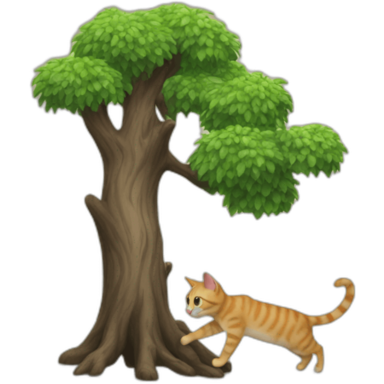 Cat walking over a tree emoji