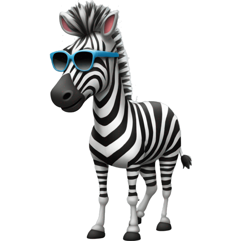 A cool zebra wearing sunglasses, striking a confident pose emoji