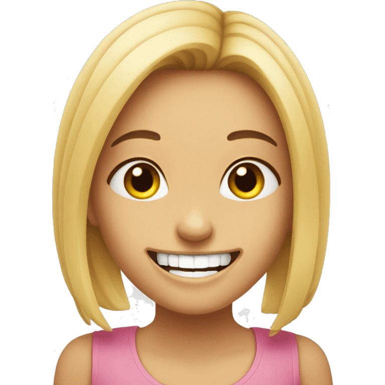 smiling girl which put her index nail between her teeth emoji