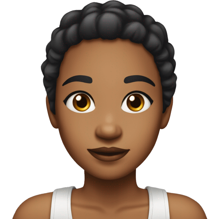 I want a black grill emoji like this one👩🏽. However i want her to have black hair with some edges, dark brown eyes, natural pinkish lips  emoji