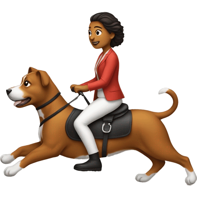 A Woman riding on a dog  emoji