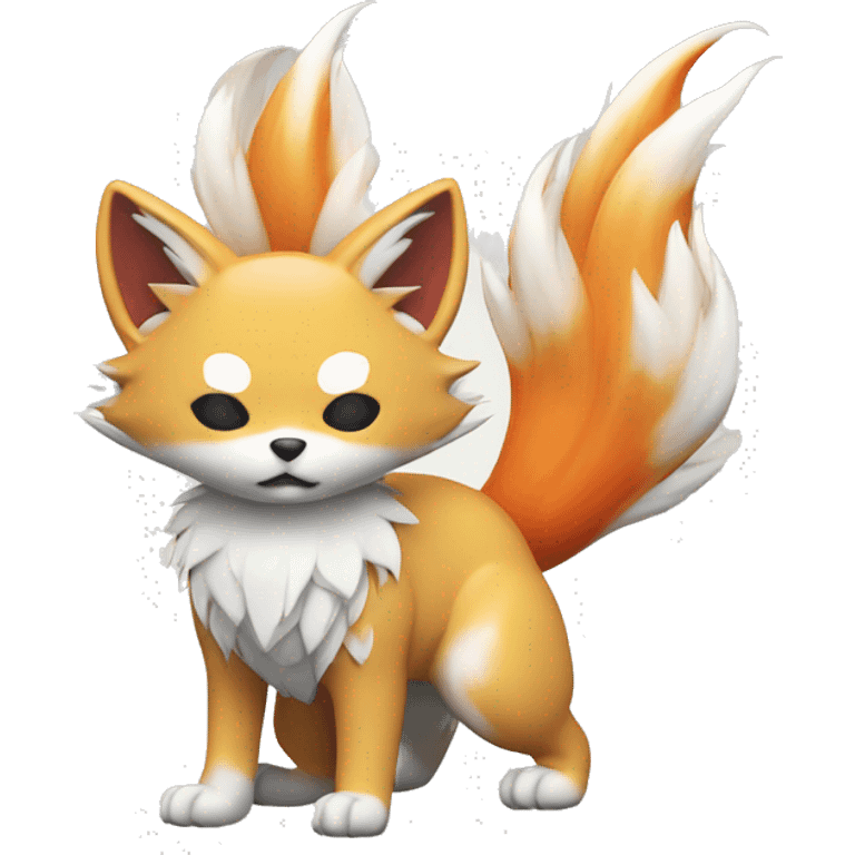 kitsune white with flowershaped of 9 tails at back emoji