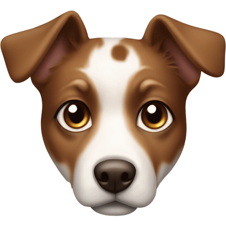 Cute elegant brown and white mutt with brown spots over her eyes  emoji