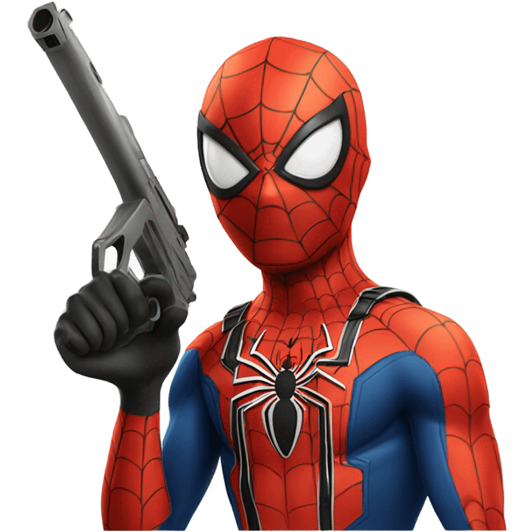 Spider-Man with a gun emoji