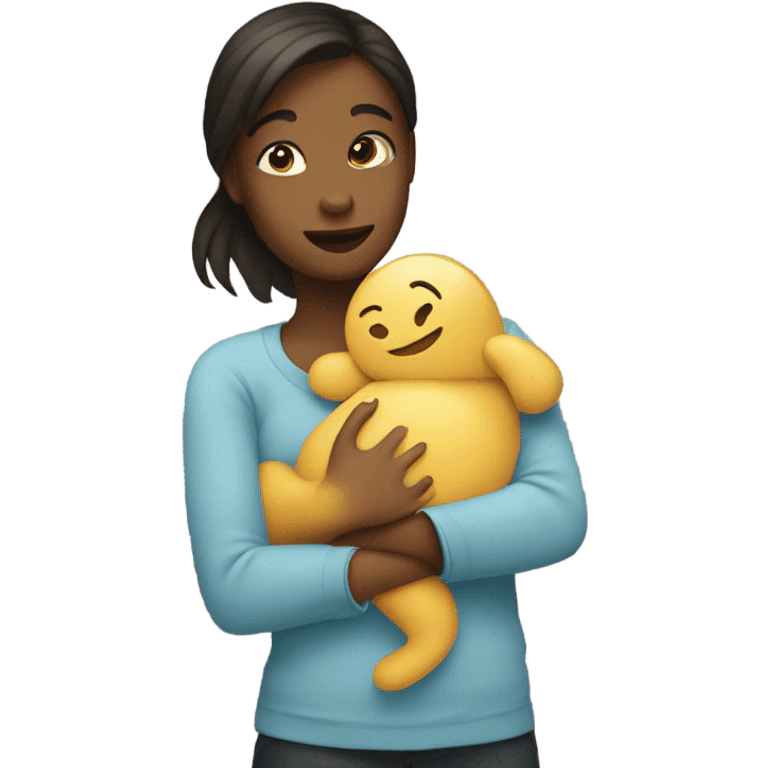 Girl in ￼hugging her tummy emoji