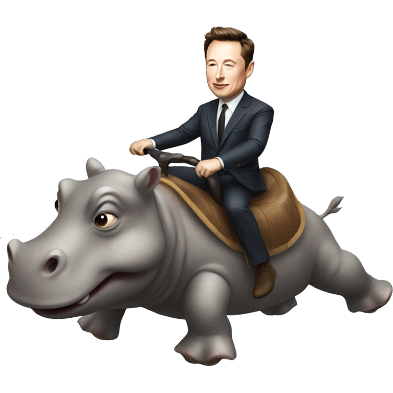 Elon musk riding a hippo emoji