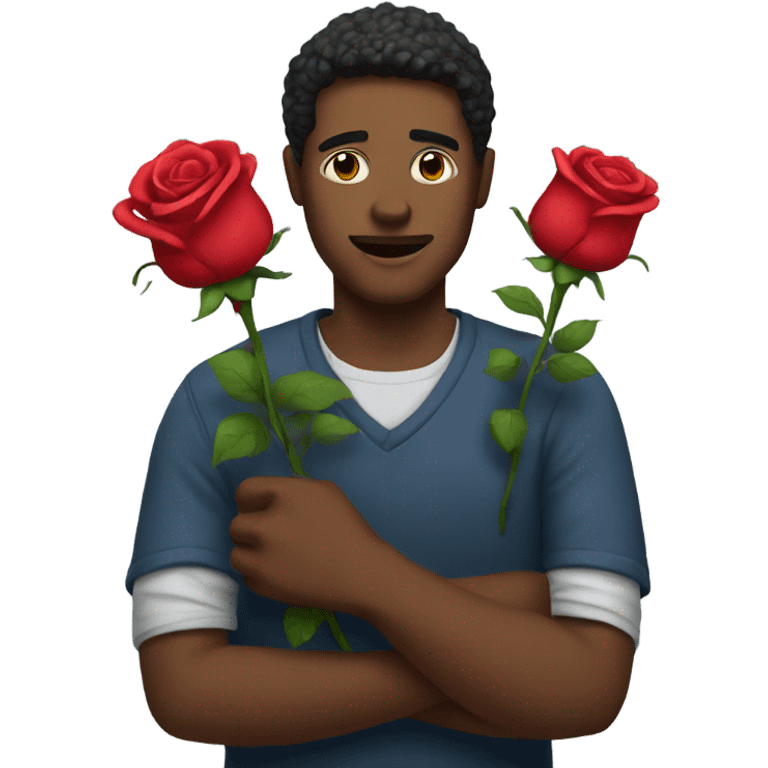 Man holding roses emoji