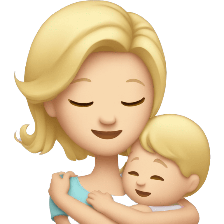 blonde mom hug baby  emoji