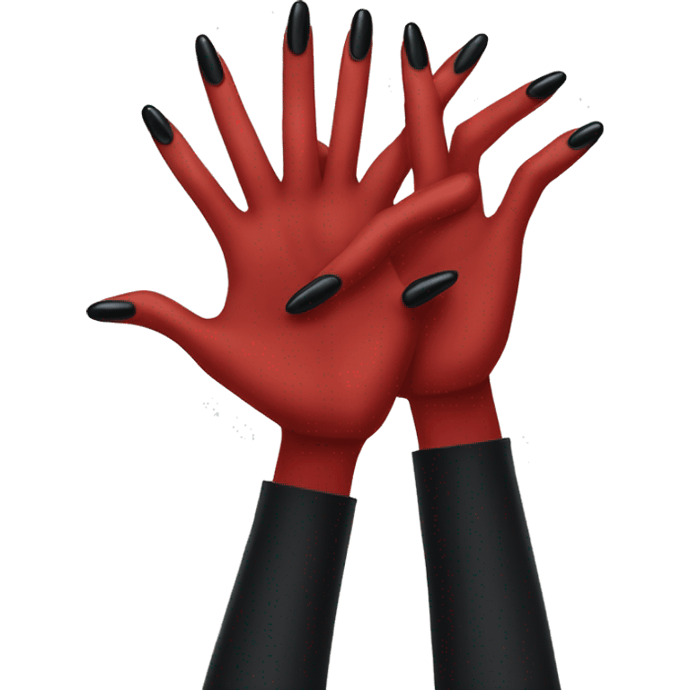 Red hand with black long nails emoji