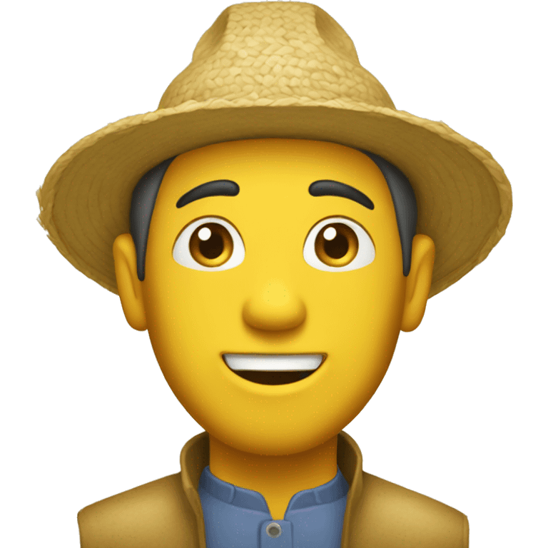 Yellow man with rice farmer hat emoji