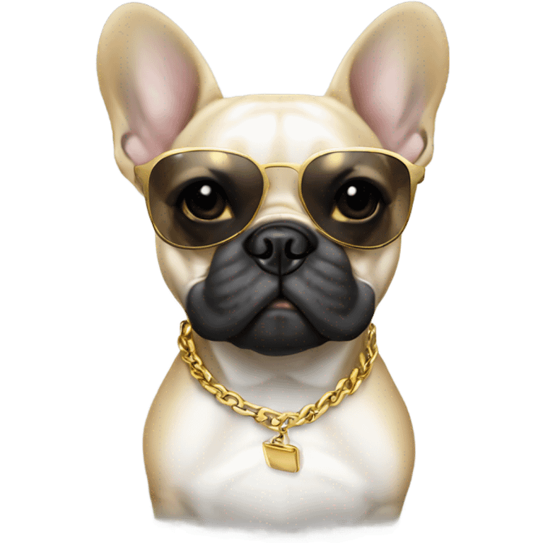 French bulldog wearing shades and a gold chain  emoji