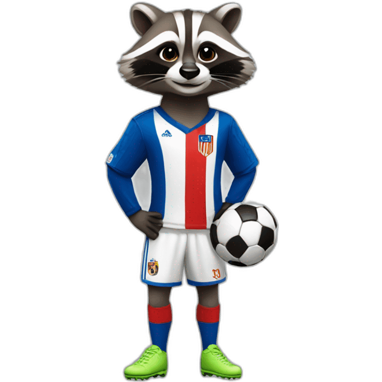 raccoon dressed in madrid soccer gear emoji