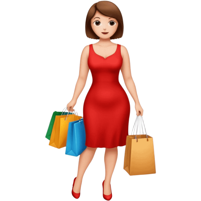 Pretty, slightly curvy white woman with short brown hair shopping emoji