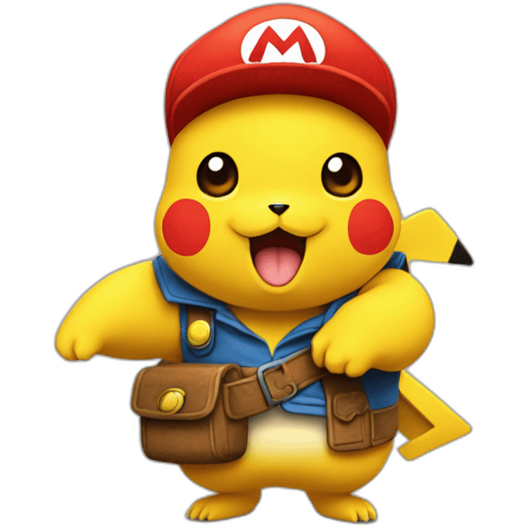 Pikachu qui tient maintenant à Mario emoji