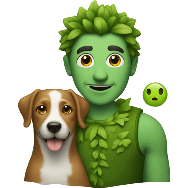 green man with a dog emoji