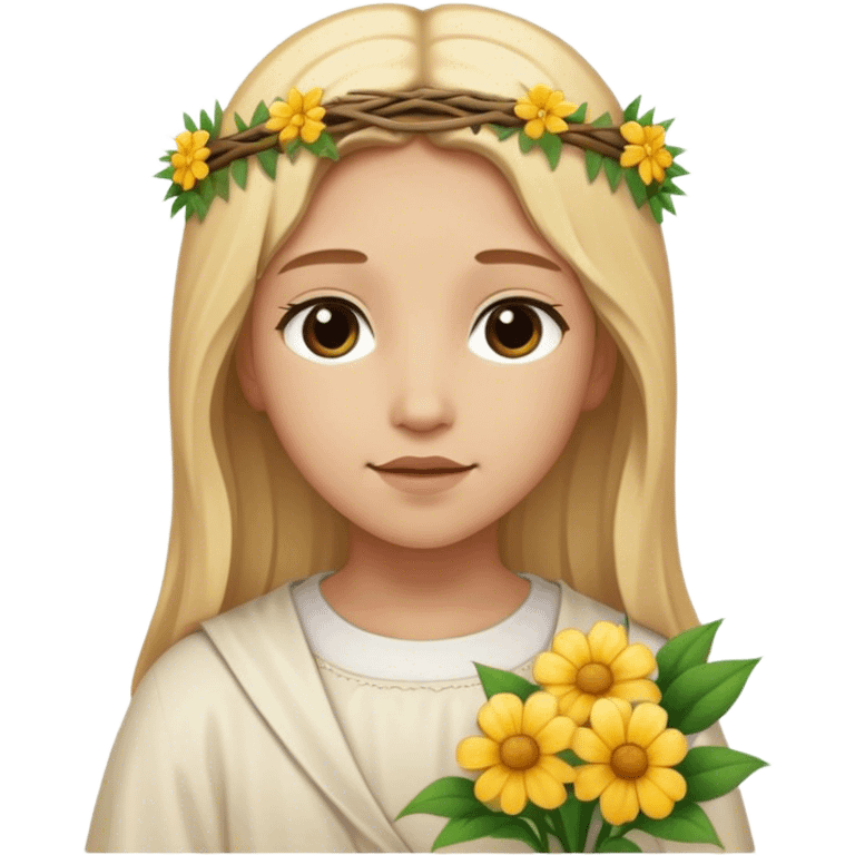 Girl blonde with jesus and flowers emoji