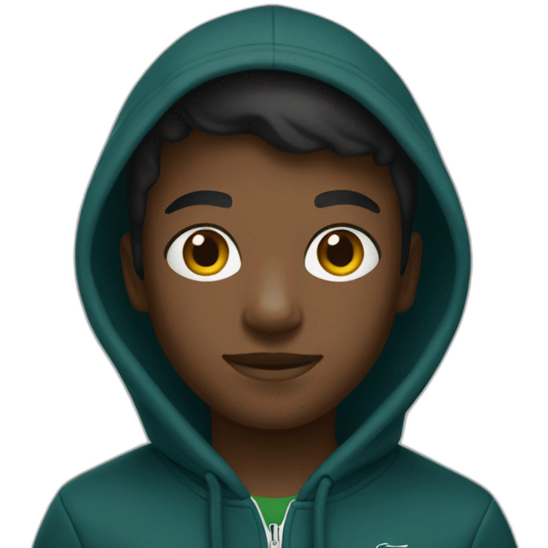 Black boy using lacoste hoodie emoji