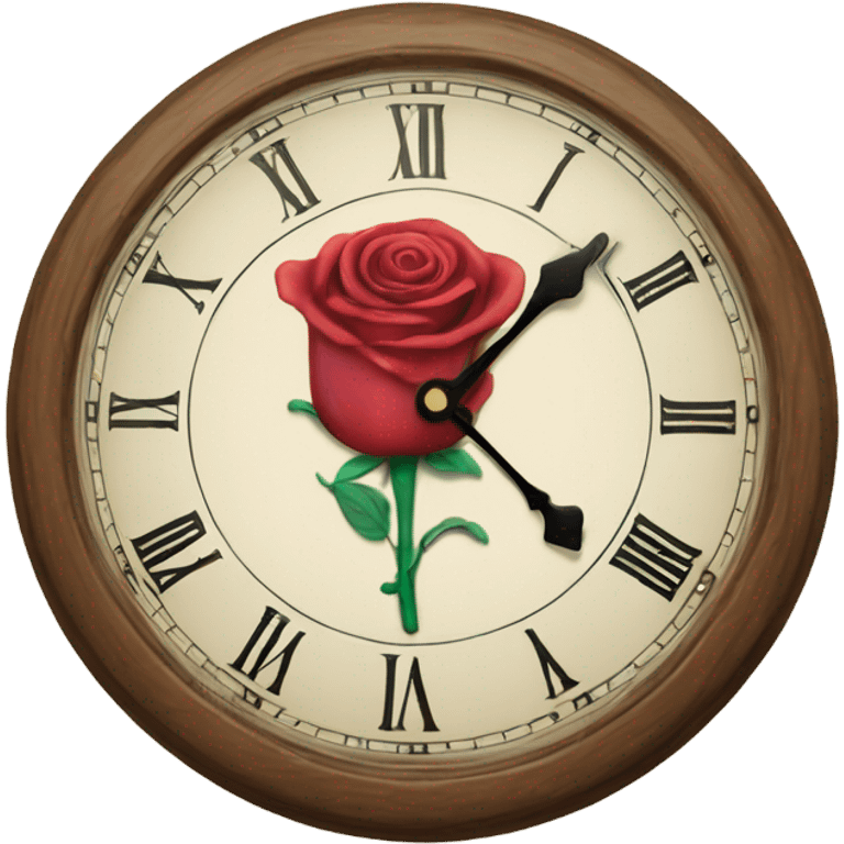 Hand clock roses in Alice in Wonderland style emoji