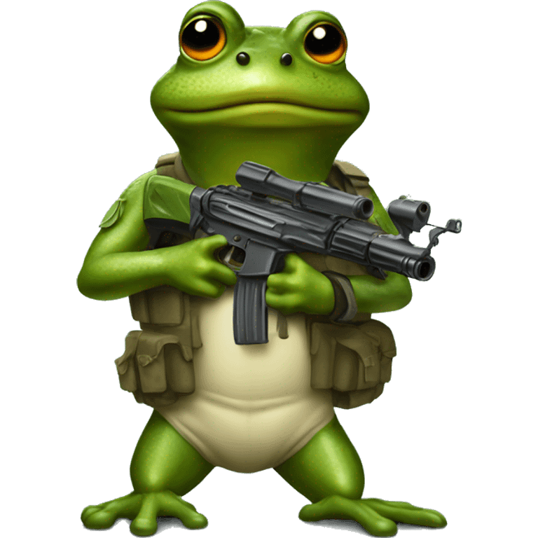 army frog with gun emoji