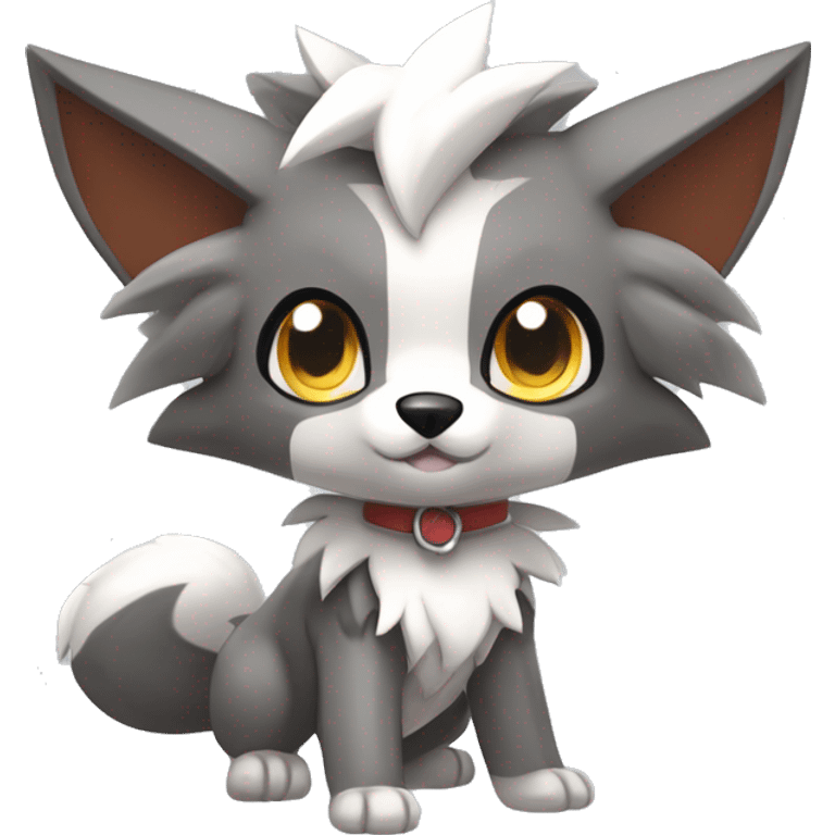 Kawaii Cool Chibi Poochyena-Rocruff-Lycanroc-Pokémon Full Body Detailed High Quality emoji