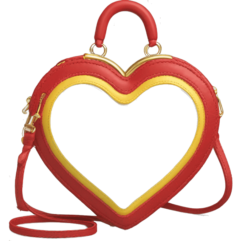  beautiful and delicate heart shaped purse with a Summer Core, in white, bright crimson red and yellow gold colors emoji