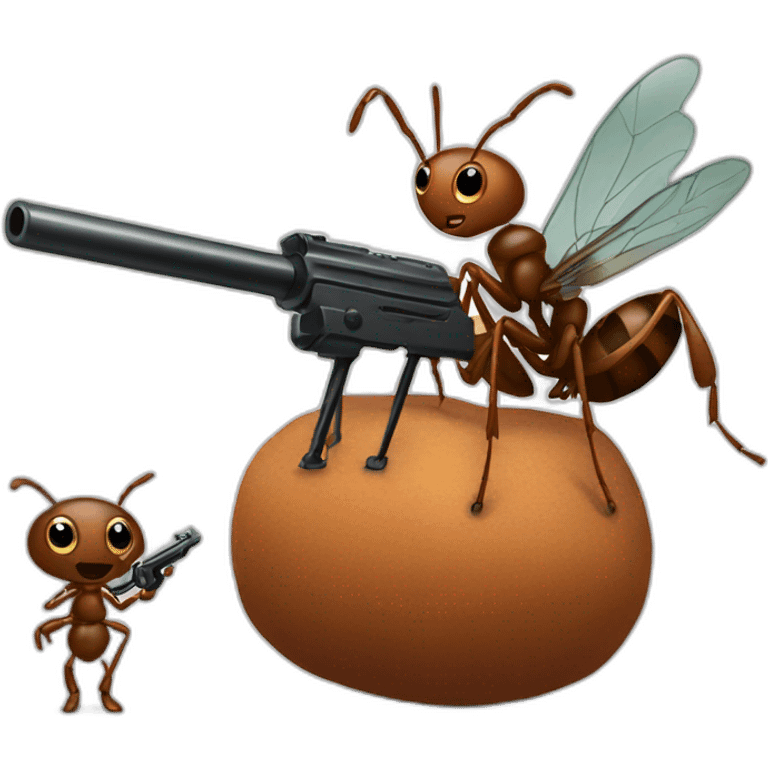 Ant and jaquette  and gun emoji