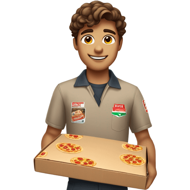 Brown haired guy delivering pizza emoji