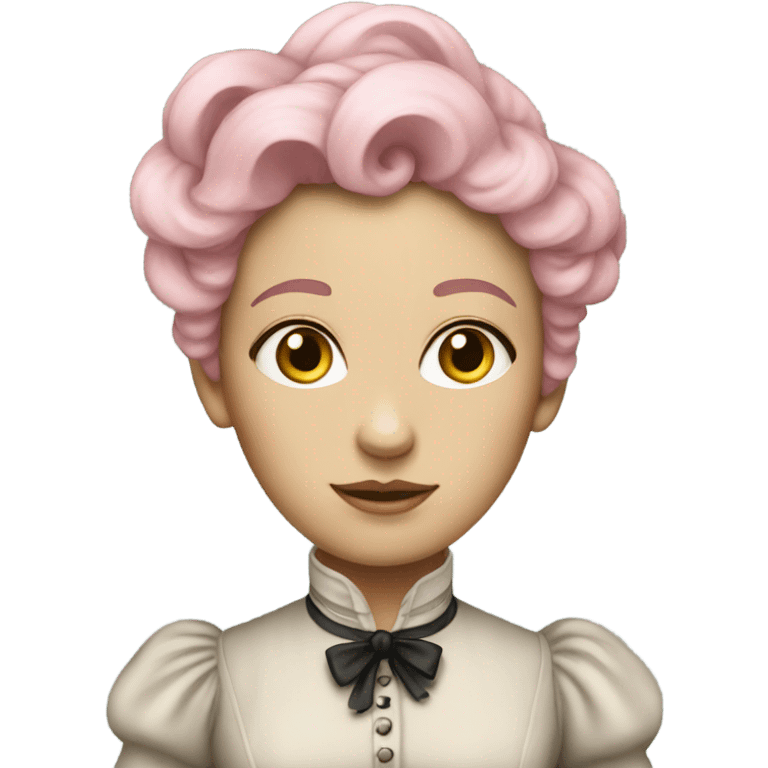 a white woman in Victorian  pink hair full body  emoji