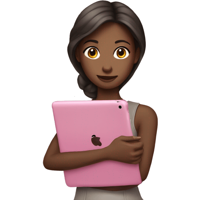 Girl and pink iPad emoji