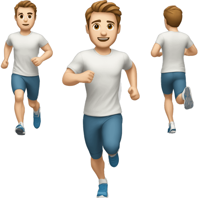 white man with brown hair running with sport cloths emoji