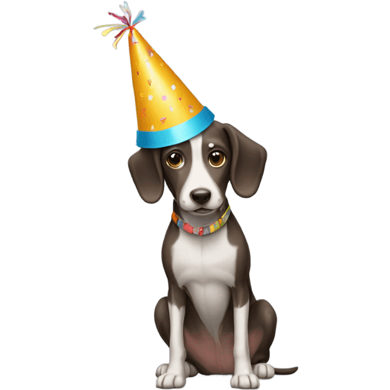 skinny dog wearing a party hat  emoji