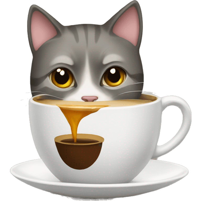 Cat drinks coffee emoji