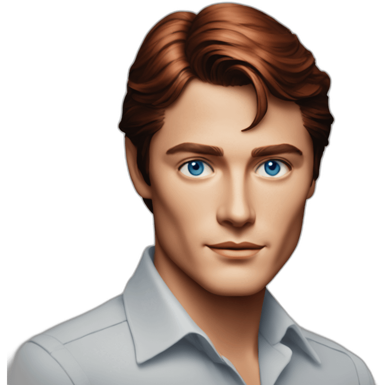 Alain Delon young programmer blue eyes short red hair emoji