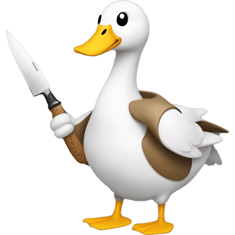 regular goose emoji holding with the yellow hand a knife emoji