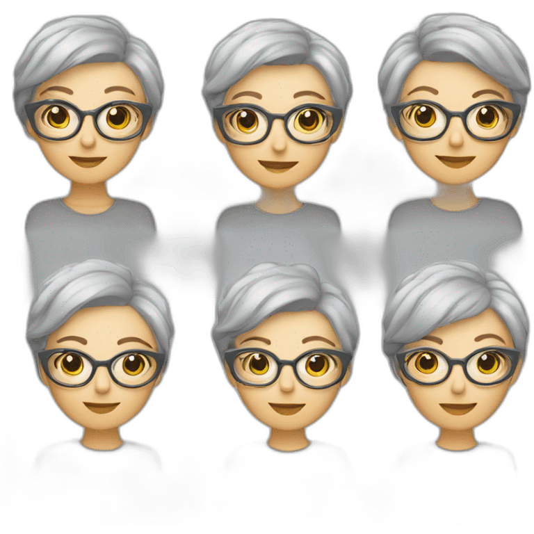 Femme âgée avec des petites lunettes cheveux courts gris  emoji