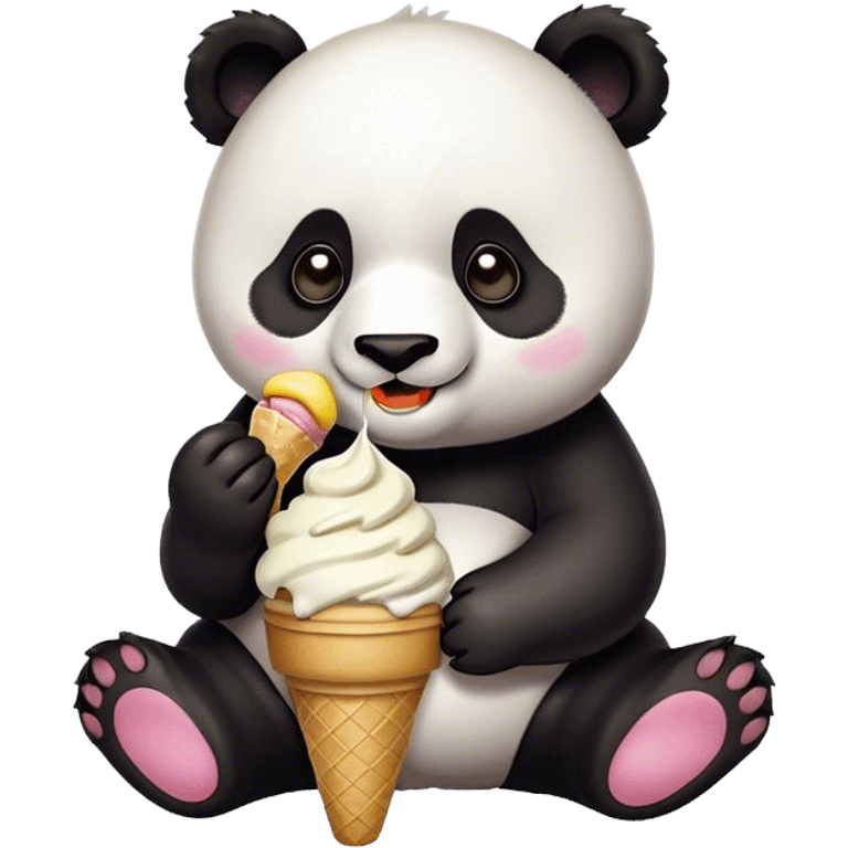 Panda eating ice cream emoji