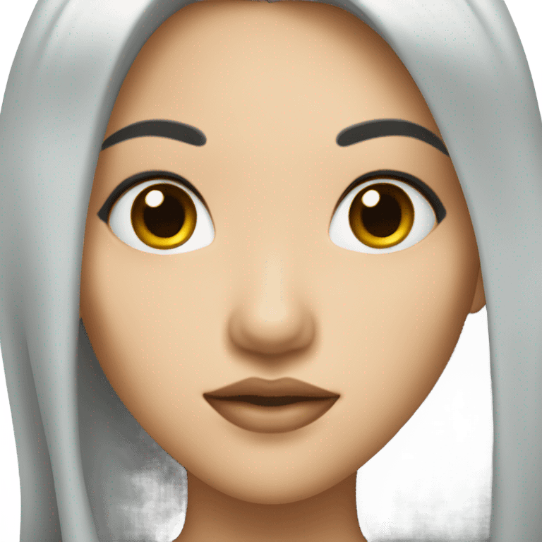 asian girl with long black hair and with piercings on brow and lips  emoji