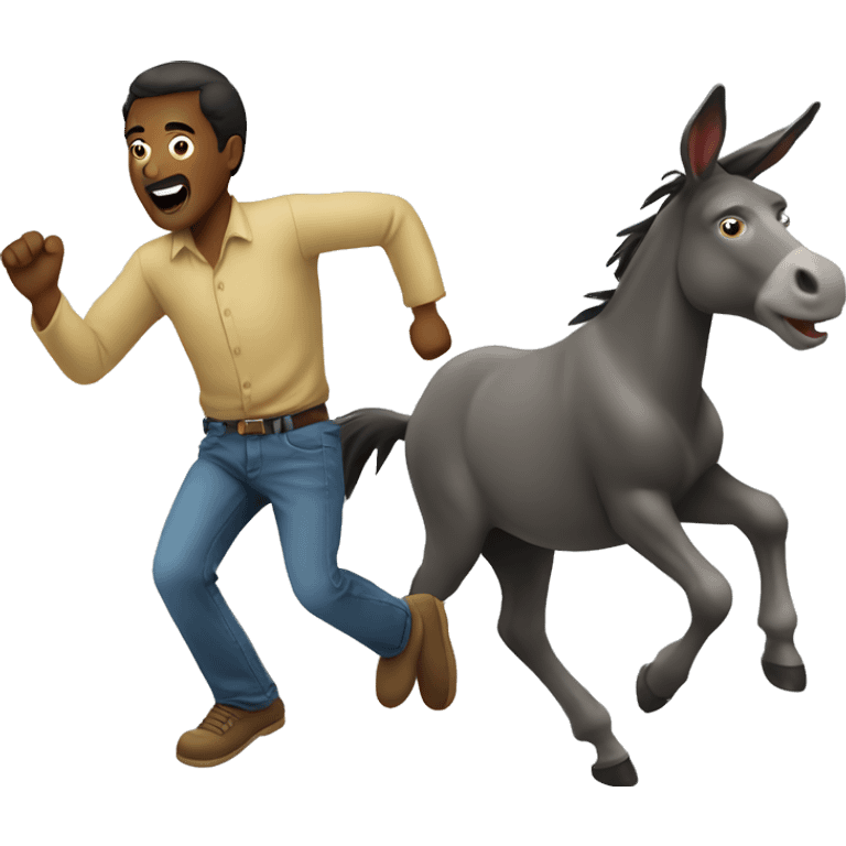 Man being chased by a donkey emoji