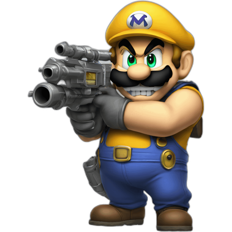 Wario holding a minigun emoji