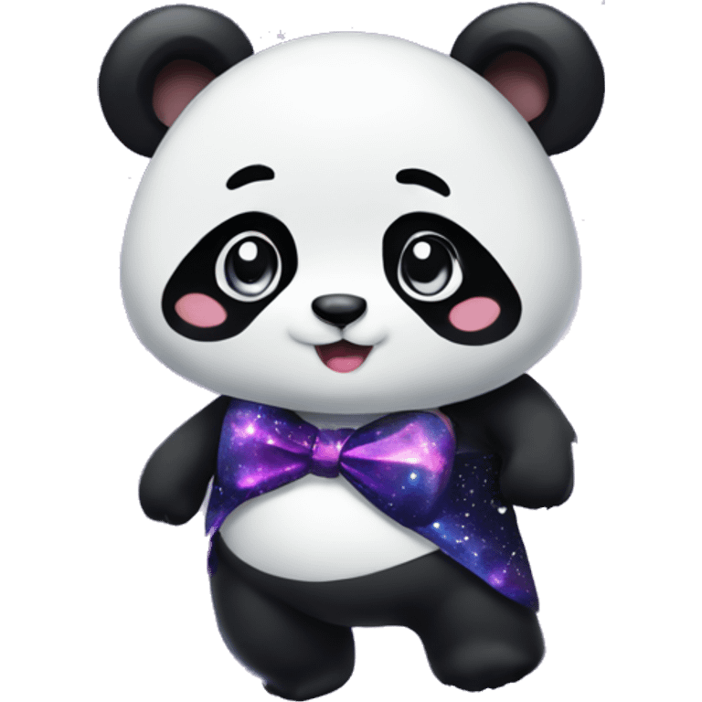 Panda with a galaxy bow and galaxy skirt emoji