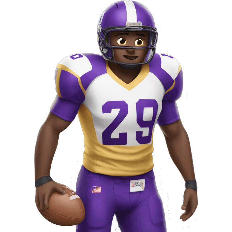 american football player wearing purple and gold jersey  emoji