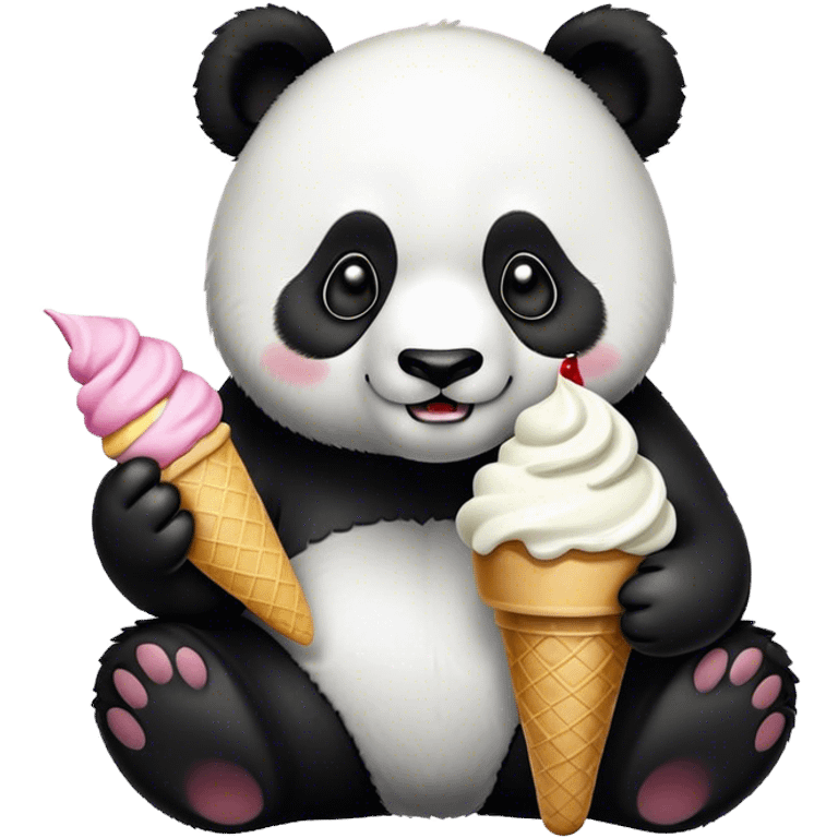 Panda eating ice cream emoji