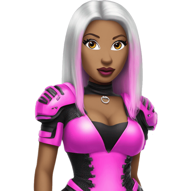 nicki minaj wearing an electronic cyber neon black and pink outfit emoji