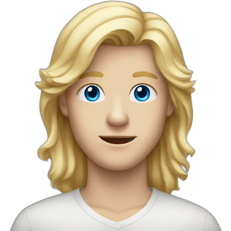 blue-eyed teen-ager man with long blond hair emoji