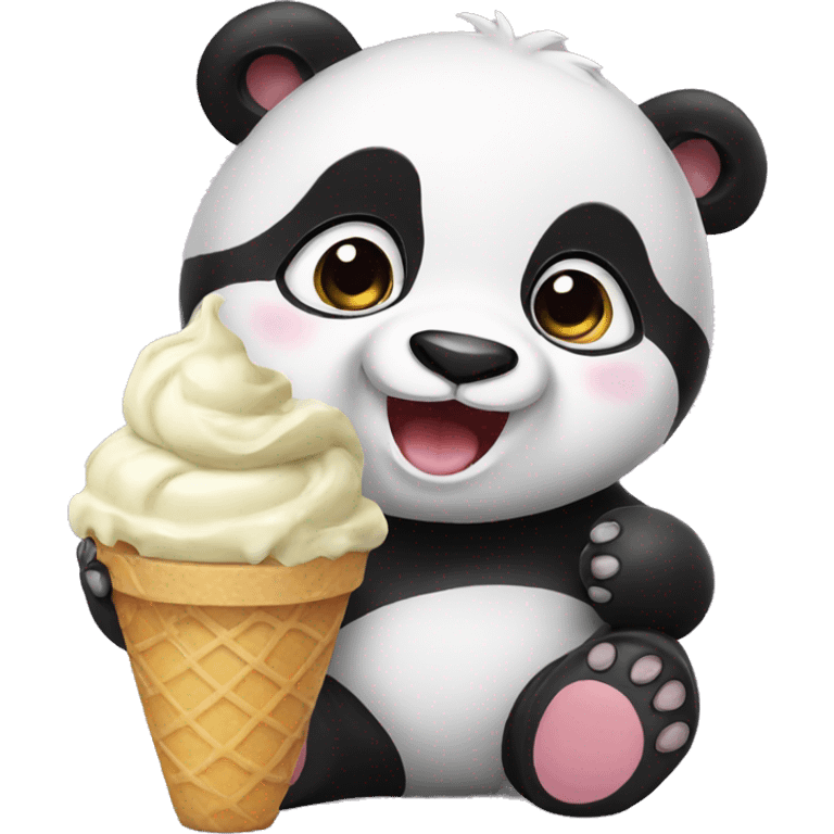 Panda eating ice cream emoji