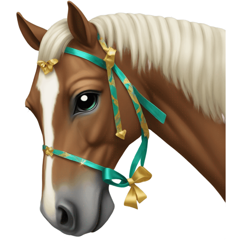 Horse wearing bow emoji